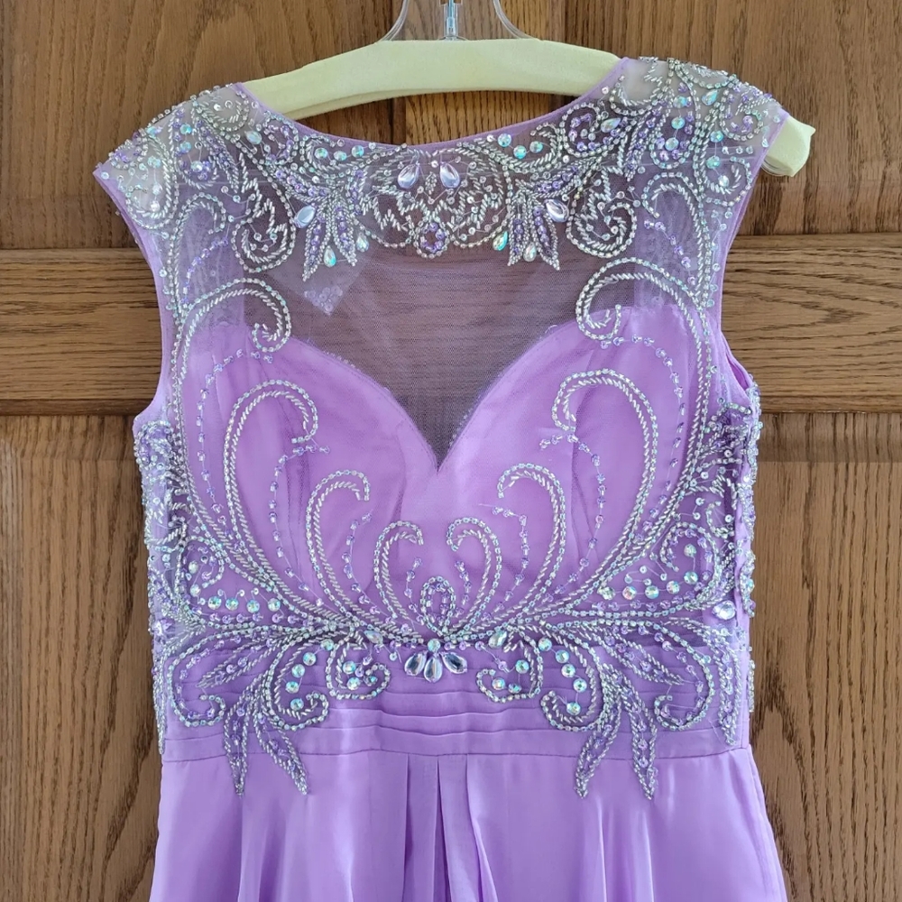 NWT Purple Beaded Prom Dress - Picture 3 of 9